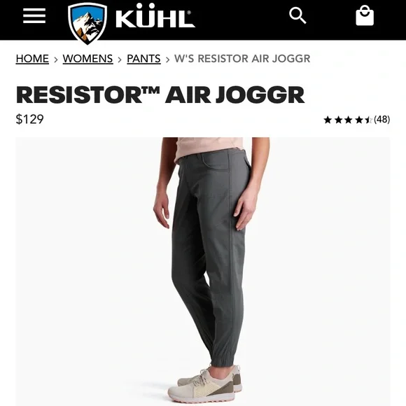 KUHL RESISTOR AIR JOGGER hiking pants size 6 REG, carbon gray color, like new! - Picture 3 of 10